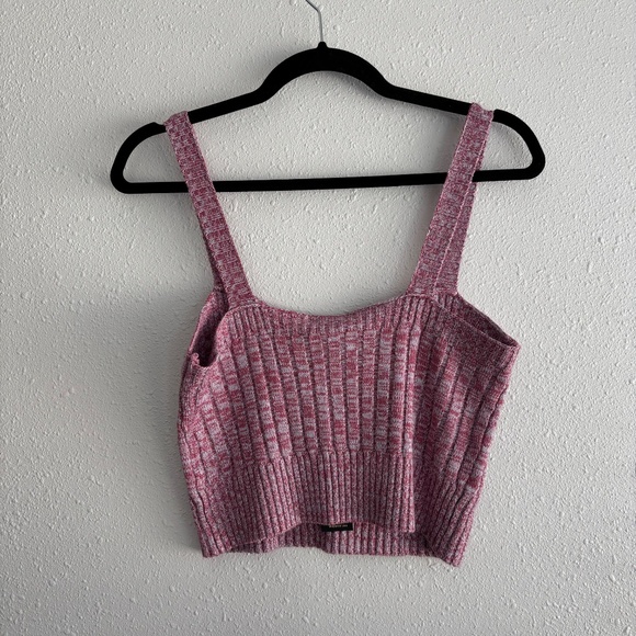 NWT AFRM Silas Sweater Knit Bustier Sleeveless Crop Top Marled Soft Gray Mauve - Picture 5 of 6